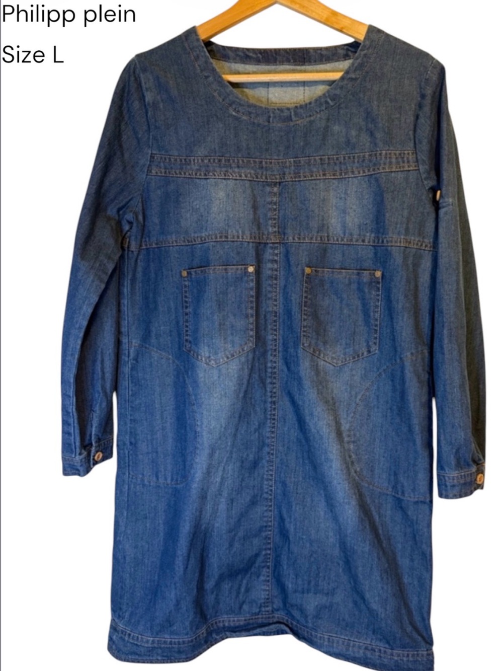 Philipp plein Casual Denim Shift Dress in Medium Blue